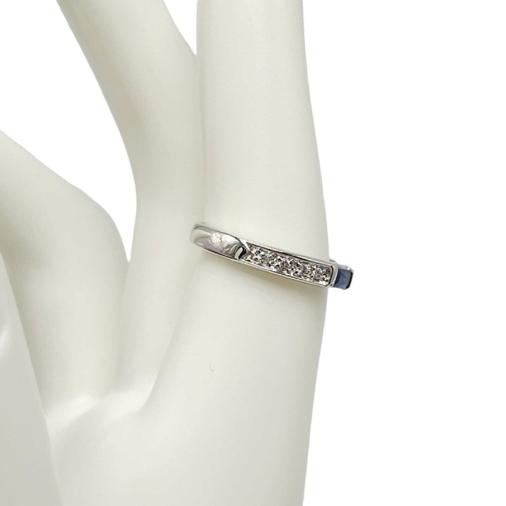 Blue Rectangle Clear Rhinestone Sterling Silver V… - image 3